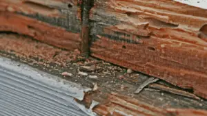 Termites eating wood