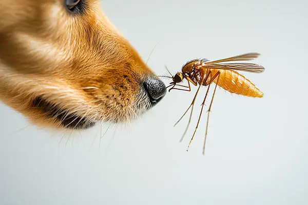 Mosquito on Dogs Nose